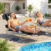 Folding Lounge Chair Outdoor, Tanning Chair with Face Hole Arm Slots, Beach Chaise Lounger with Pillow, 5-Position Adjustable Portable Sun Lounger Bed for Pool, Black