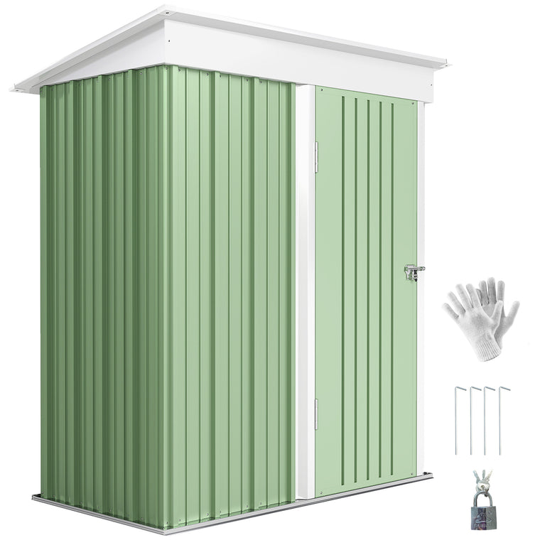 5' x 3' x 6' Steel Lean-To Tool Shed with Shelves and Lock