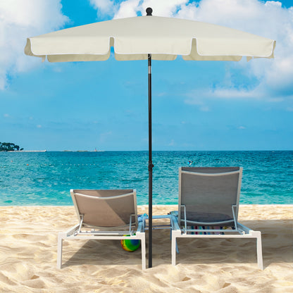 6.5' x 4' Cream White Aluminum Rectangle Patio Umbrella