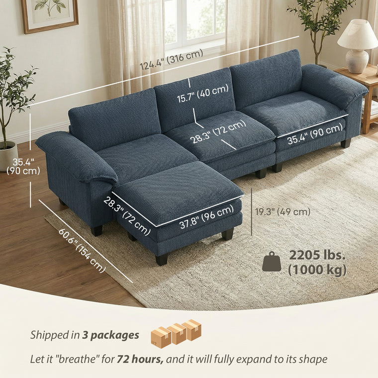L-Shaped Sectional with Deep Seat & Movable Ottoman
