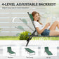 Folding Lounge Chair, Adjustable Chaise Lounge with Headrest, Reclining Lounger Cot for Camping, Hiking, Green