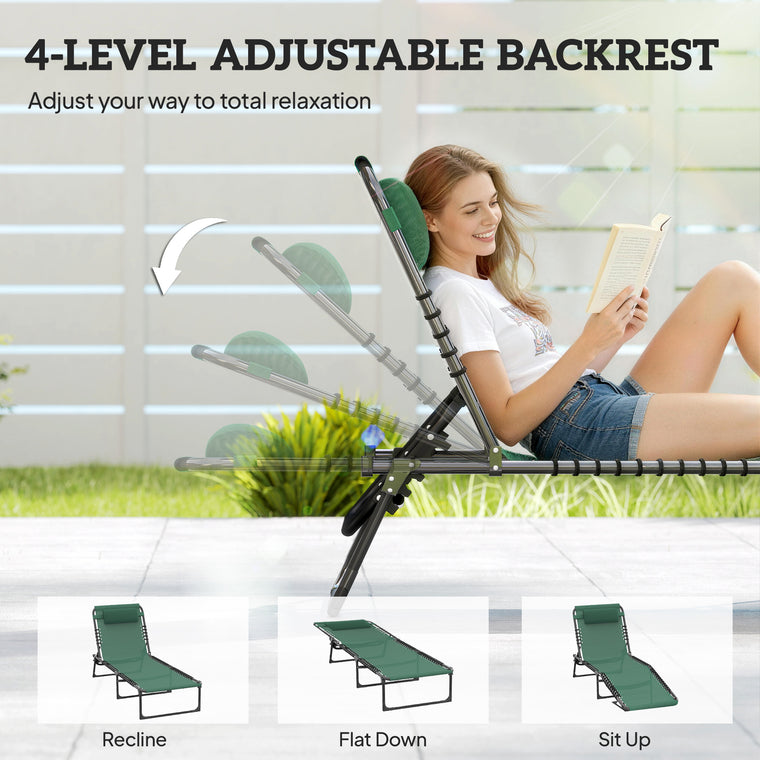Folding Chaise Lounge Cot with Headrest
