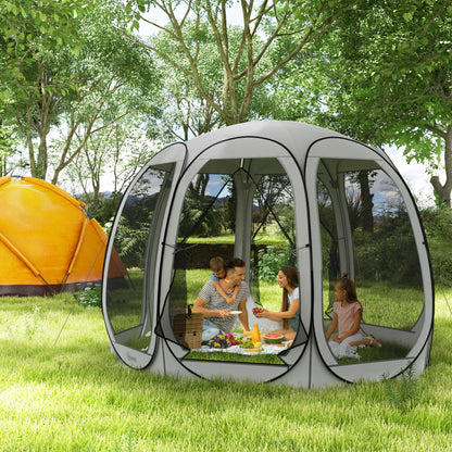11' x 11.5' Grey Pop-Up Screen Tent Gazebo with 2 Doors