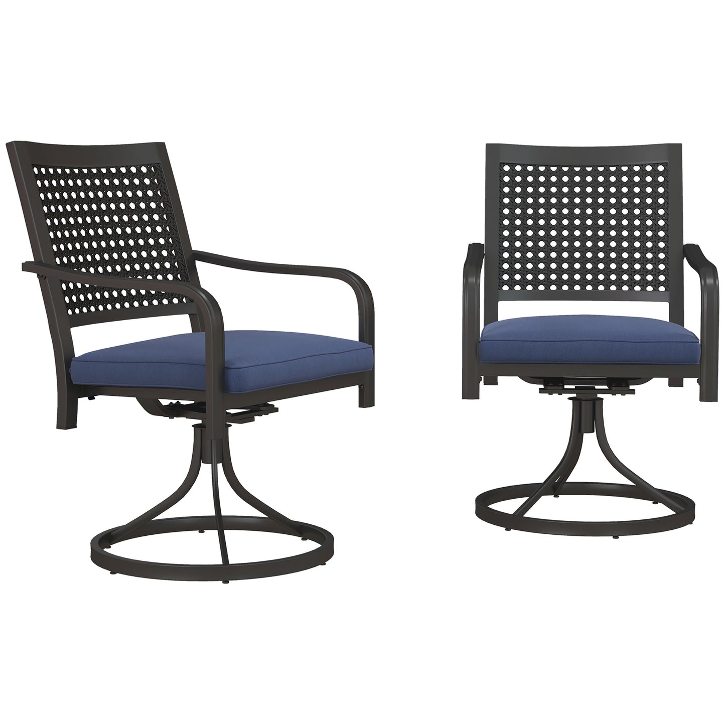 Patio Swivel Chairs with Cushion, Outdoor Swivel Rocker with Curved Armrests, Red