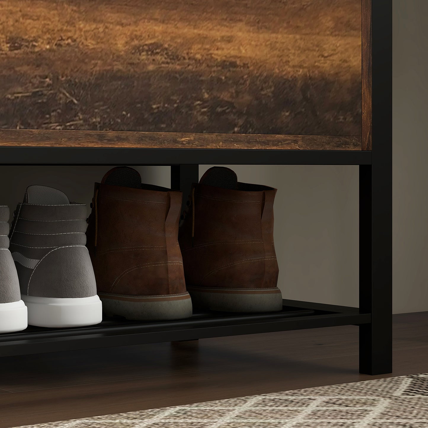 Shoe Storage with Seat, Upholstered Hallway Bench, Shoe Bench with Flip Top and Hidden Space for 4 Pairs of Shoes