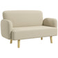Velvet Feel Fabric 2 Seater Sofa, Small Sofa Loveseat with 8.3" Thick Padding and Wood Legs, Cream White