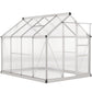 6' x 8' x 6.6' Polycarbonate Greenhouse, Walk-In Green House Kit Garden, Plants Grow, Galvanized Sheet Aluminum Frame with Rain Gutter, Vent and Sliding Door, Silver