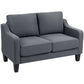 Loveseat Sofa, Modern Couch with Pocket Spring, Linen Upholstered, Thick Padded, Charcoal Grey