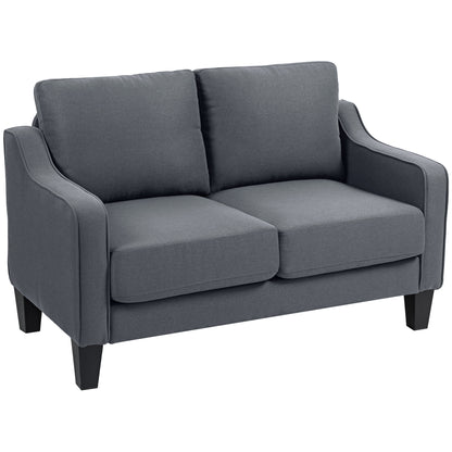 Linen Loveseat Sofa with Pocket Spring - Charcoal Grey