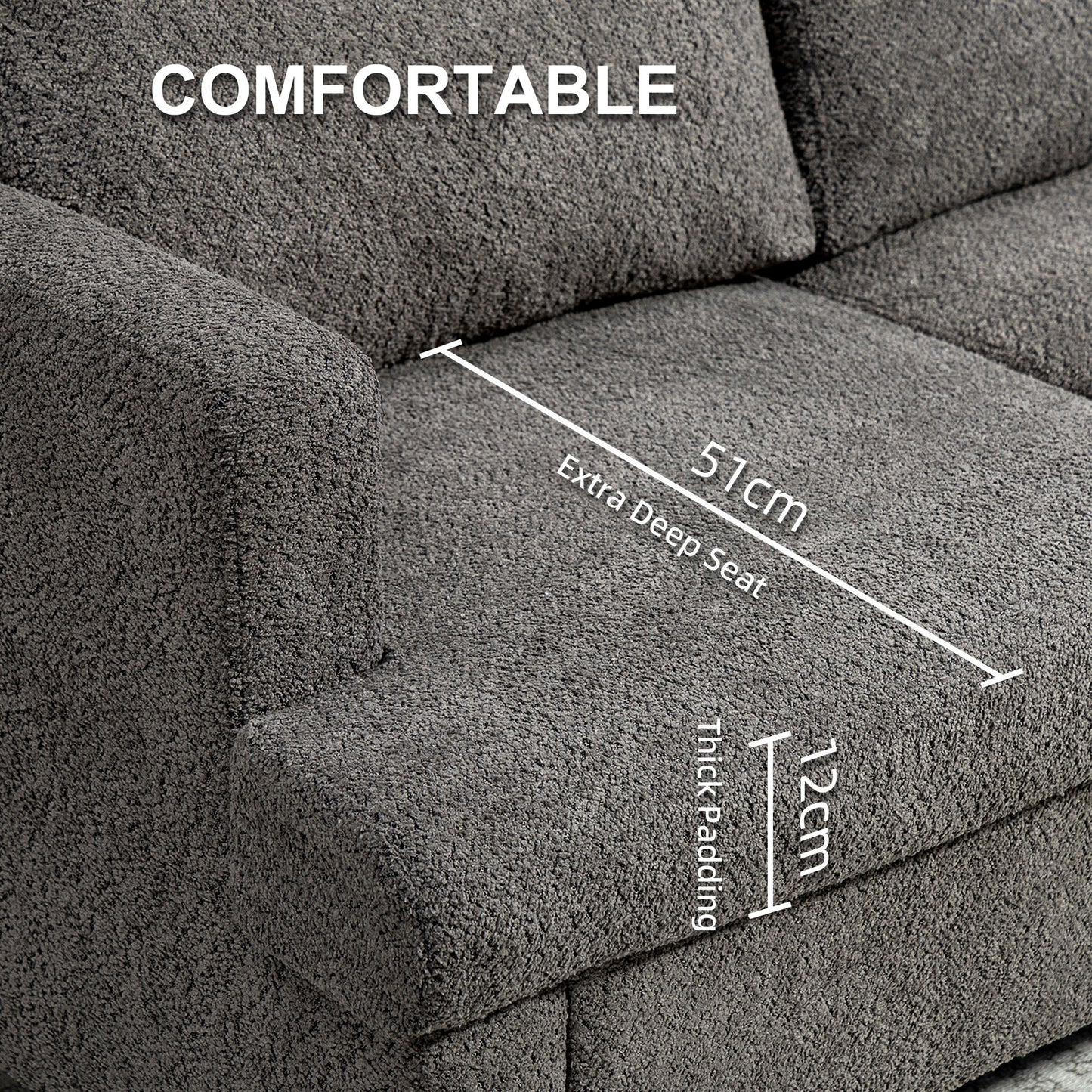 54.3" Loveseat Sofa, 2 Seater Sofa with Removable Cushions, Small Couch with Solid Wood Frame for Living Room, Dark Grey