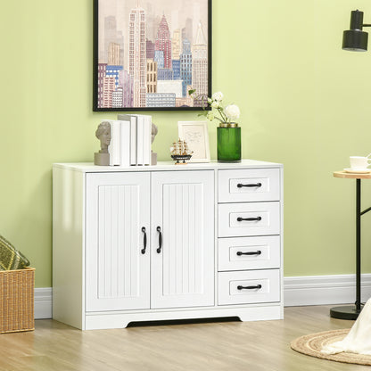 Sideboard Buffet with Beadboard Doors and Drawers - White