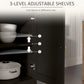 Sideboard Cabinet with 2 Drawers, 4 Barn Doors and 2 Adjustable Shelves, Buffet Table for Living Room, Black