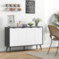 Modern Sideboard and Buffet, Dining Room Cabinet with Adjustable Shelves and 4 Doors, Black