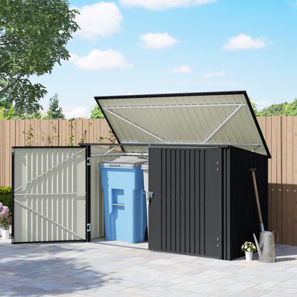 7.6' x 3.4' Garbage Bin Shed with Double Doors and Openable Lid