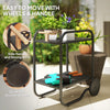 Black 2-Tier Grill Bar Cart with Storage & Side Handle