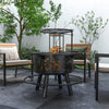 Wood Burning Fire Pit Charcoal BBQ Grill, Portable Firepit with Adjustable Grill Grate, Pan and Poker, 33