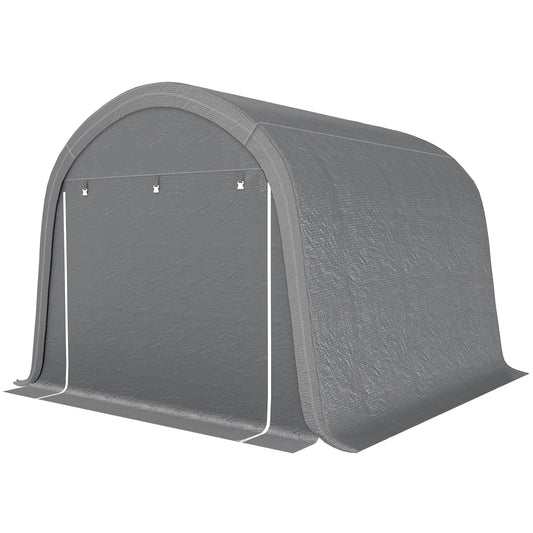 10' x 10' Outdoor Storage Tent, Heavy Duty and Waterproof Portable Shed for Bike, Motorcycle & Garden Tools, Light Grey