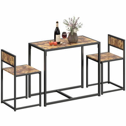 Industrial Dining Set for 2 - Rustic Brown