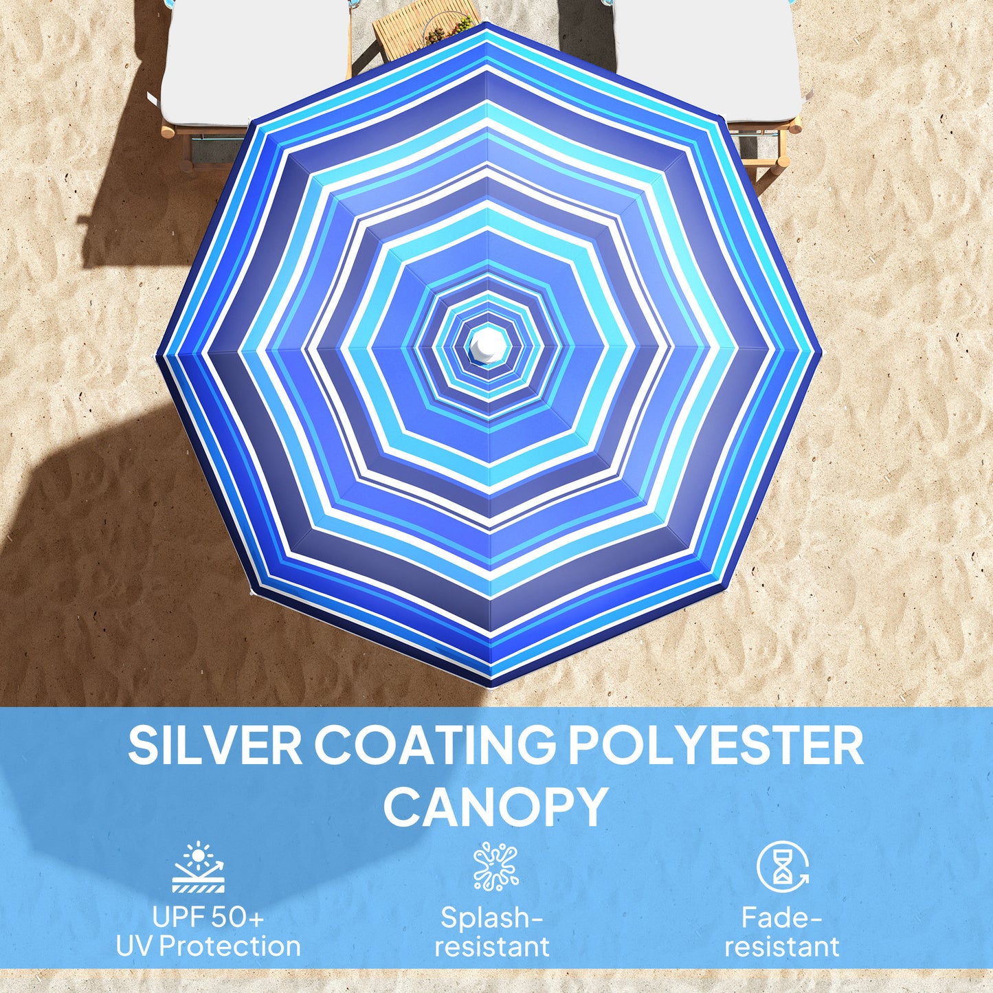 70.9" Multicolor Portable Beach Umbrella with UV50+ Ruffle & Tilt
