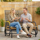 Outdoor Glider Bench, Patio Glider for 2 Persons, Brown