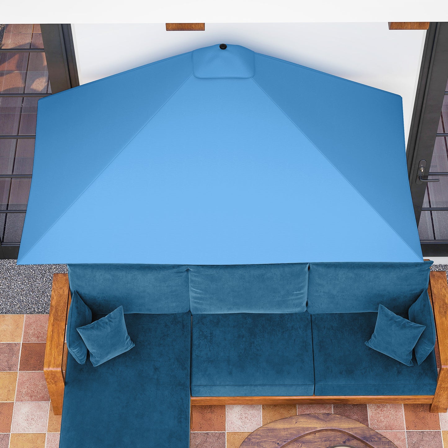 8ft Half Round Balcony Umbrella with 5 Ribs
