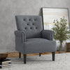 Armchair, Fabric Accent Chair, Modern Living Room Chair with Wood Legs and Rolled Arms for Bedroom, Grey