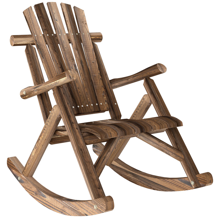 Carbonized Wood Adirondack Rocker with Slatted Seat