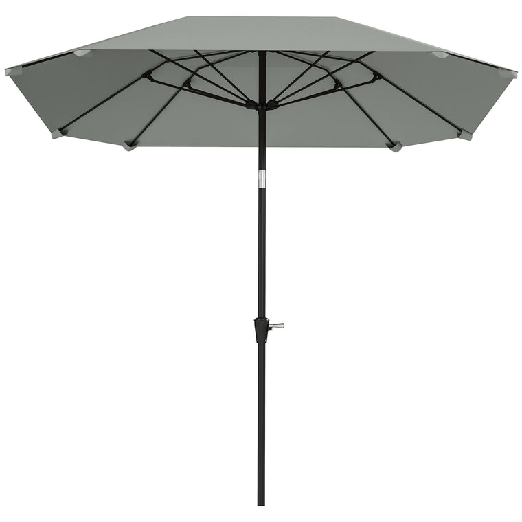 7.6FT Light Grey Aluminum Market Umbrella with 8 Ribs