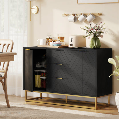 Sideboard Buffet Cabinet with 3 Drawers - Black