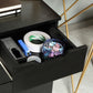 Vertical Filing Cabinet, 3 Drawer Mobile File Cabinet, Under Desk Office Storage Cabinet with Wheels, Black Wood Grain