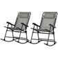 2pc Patio Foldable Rocking Chair Set w/ Breathable Mesh Seat & Backrest, Headrest for Park, Backyard, Garden, Grey