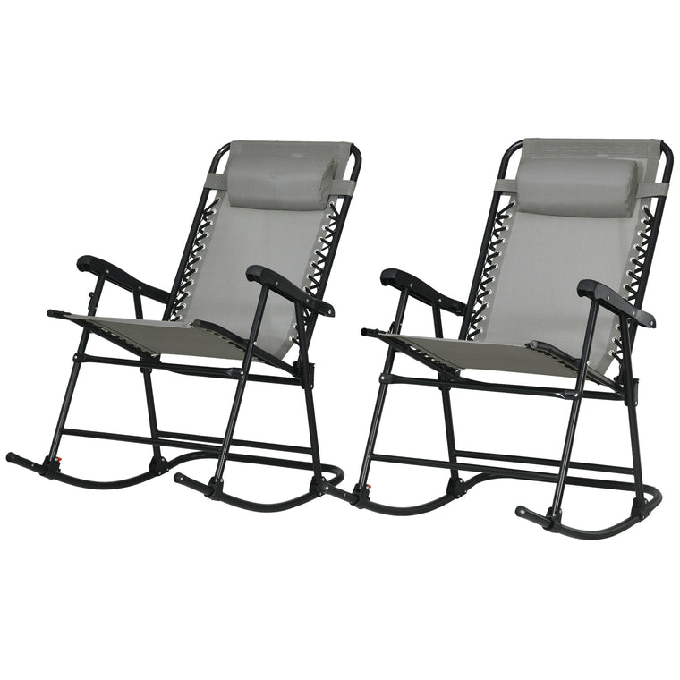 2-Piece Foldable Rocking Chair Set with Mesh Seat