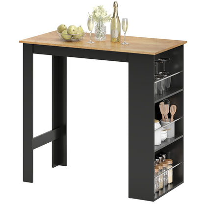 Counter Height Bar Table with 3 Storage Shelves - Walnut