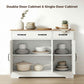 Sideboard Buffet Cabinet, 43" Farmhouse Kitchen Cabinet with 3 Barn Doors, 2 Drawers, 2 Adjustable Shelves, White