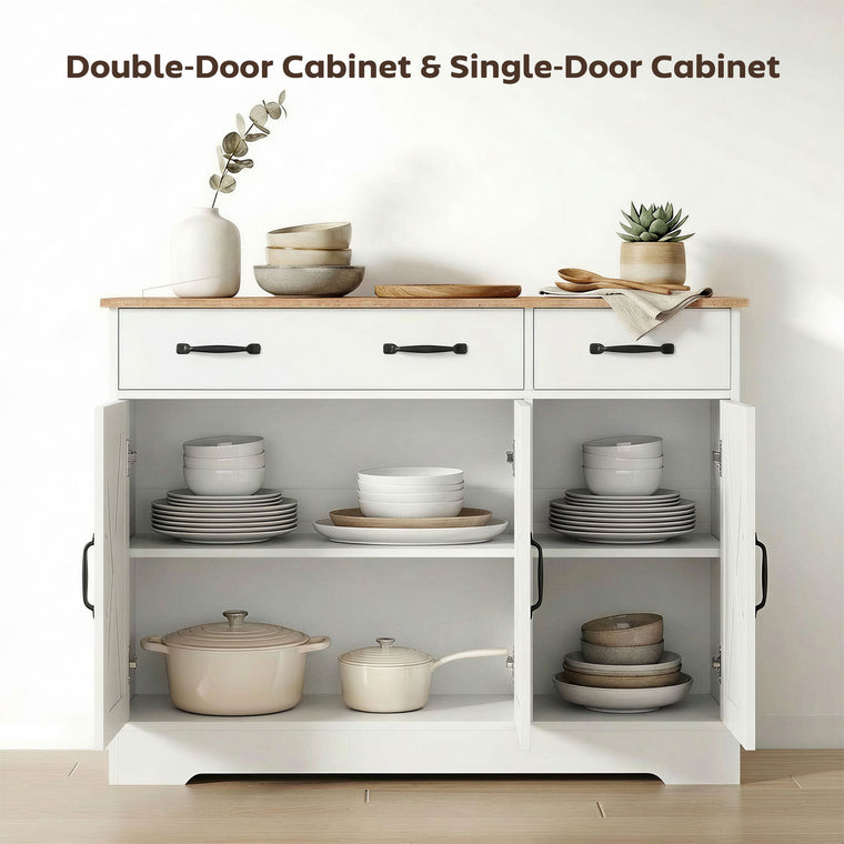 43" Farmhouse Sideboard Buffet Cabinet with 3 Barn Doors