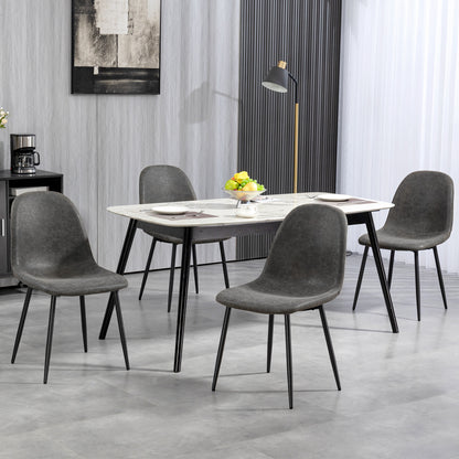 Retro Dining Chairs Set of 4, PU Leather