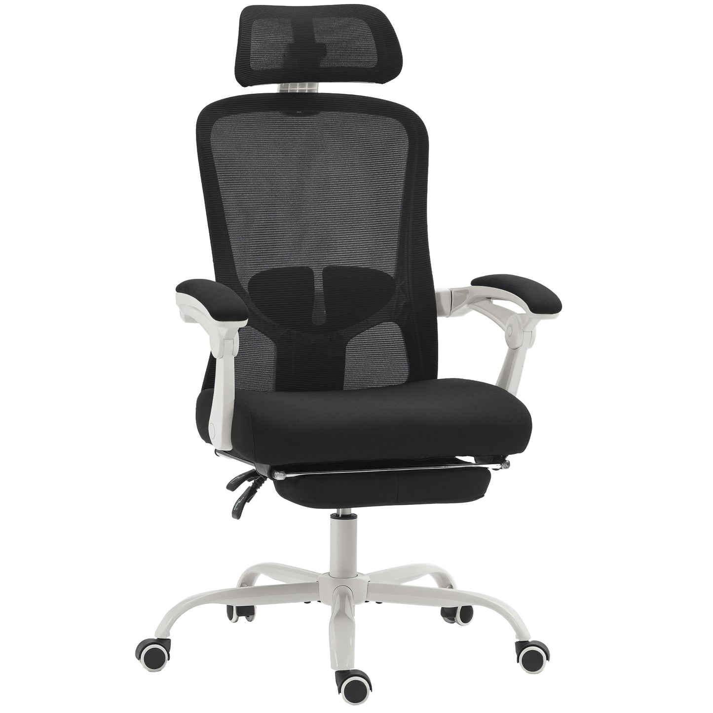 Ergonomic Office Chair, Mesh Reclining Desk Chair with Adjustable Lumbar Support, Headrest, Black