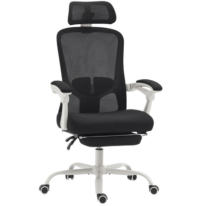 Ergonomic Mesh Reclining Office Chair with Headrest - Black