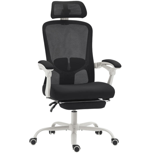 Ergonomic Mesh Reclining Office Chair with Headrest - Black