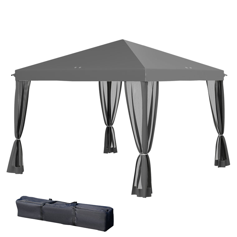 10' x 10' Light Grey Pop-Up Gazebo with Zipper Mesh Sidewalls