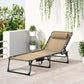 Outdoor Folding Chaise Lounge, Reclining Lounge Chair with Adjustable Backrest and Removable Pillow, Beige