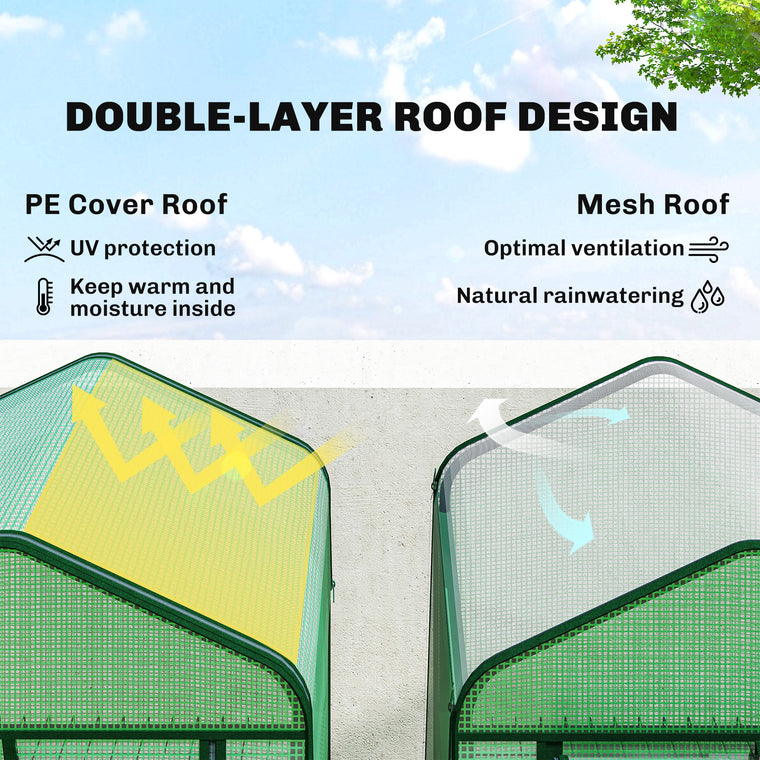 Portable Mini Greenhouse with Screen Roof & Roll-Up Door
