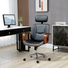 Office Chair, PU Leather Desk Chair with Removable Headrest, Adjustable Height, Tilt Function and with Wheels, Black