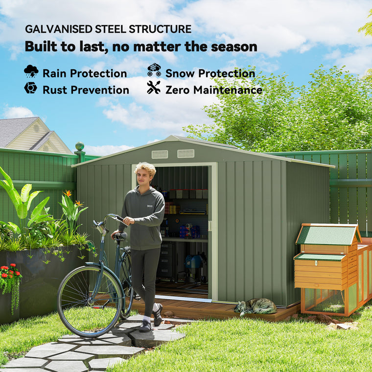 9.1' x 6.4' x 6.3' Metal Tool Shed with Double Doors