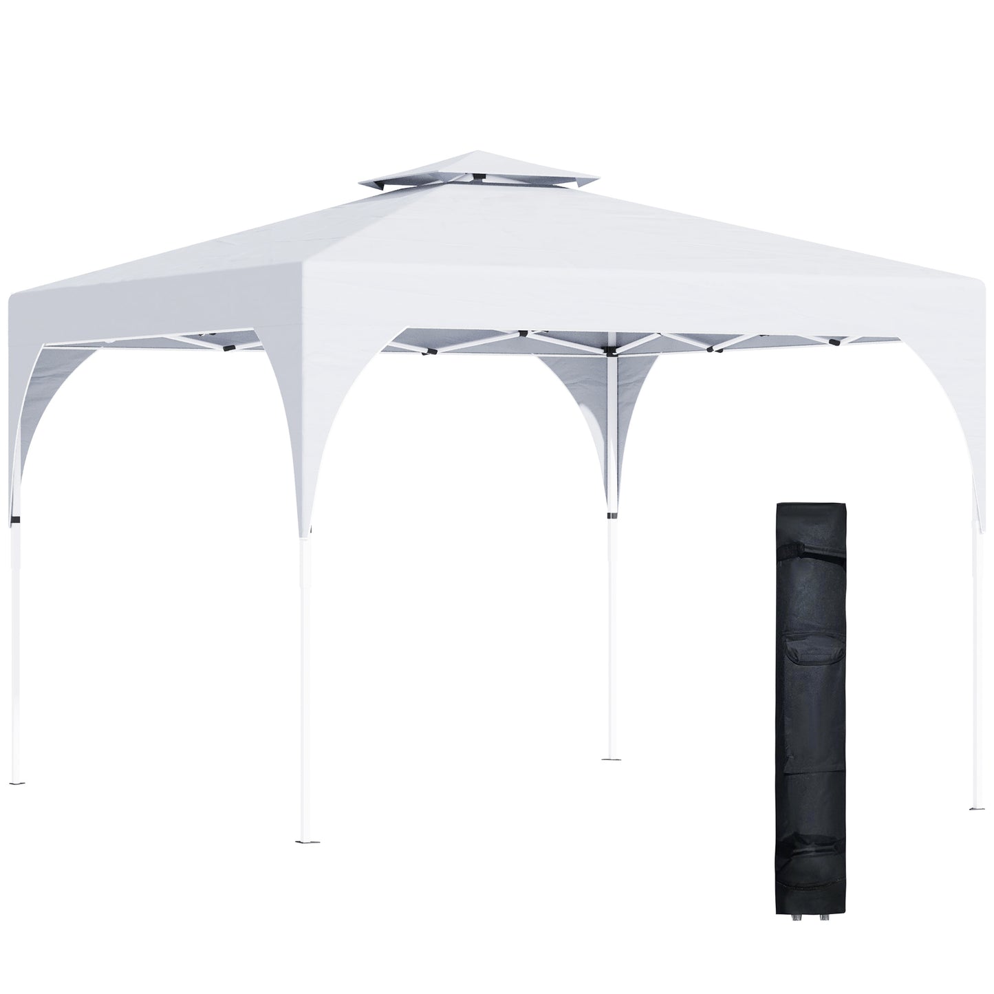10' x 10' White Pop-Up Party Tent with 2-Tier Vented Roof