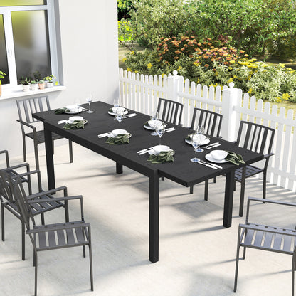 60.6"/84.3" Expandable Aluminum Dining Table for 8-10