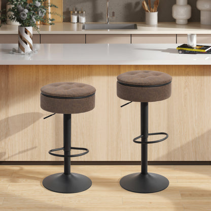 Swivel Bar Stools Set of 2 with Storage