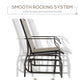 2 Pieces Outdoor Glider Chairs, 2 Person Glider Rocking Chair Set with Breathable Mesh Fabric, Steel Frame, Dark Brown