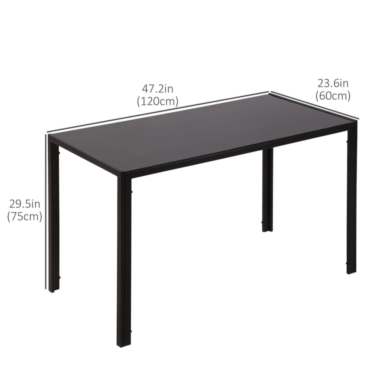 Rectangular Tempered Glass Dining Table for 4 - Black