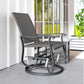 Rattan Patio Glider, Wicker Outdoor Glider Swivel Chair with Steel Frame, High Back for Backyard Porch, Grey
